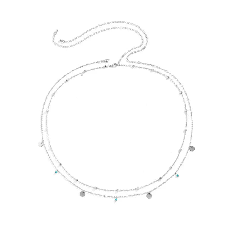 Sexy Double Thin Chain Women'S Waist Chain Charming Butterfly Stainless Steel Belly Chain Summer Beach Bikini Body Jewelry