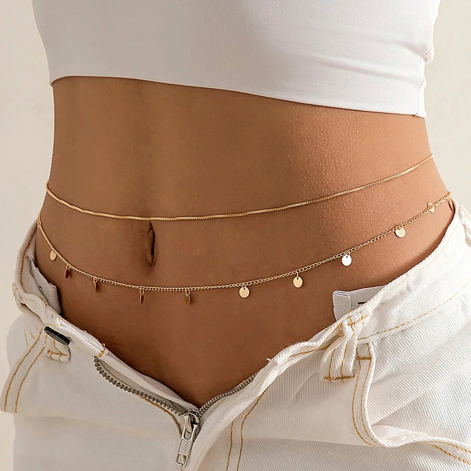 Ingemark Sexy Flat Snake Chain Waist Belly Belt for Women Summer Beach Bikinis Simple Body Chain Festival Jewelry Accessories
