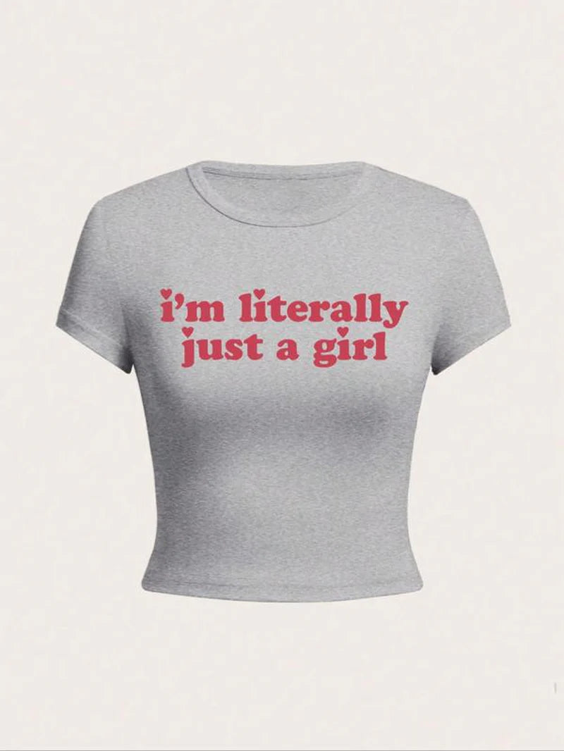 Women'S Letter Print round Neck Graphic Tee, Vintage Trendy Casual Soft Shortsleeve T-Shirt for Daily Wear, Graphic Tees, Lady Comfort Summer Outfit