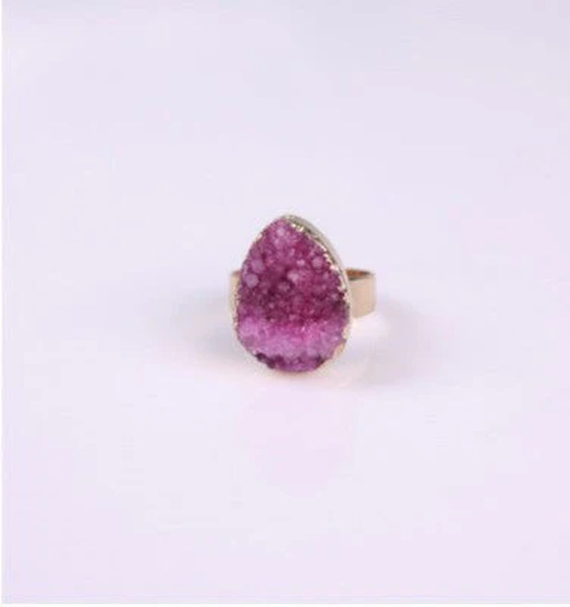 Natural Stone Agate Crystal Bud Women Rings Rose Vintage Rings