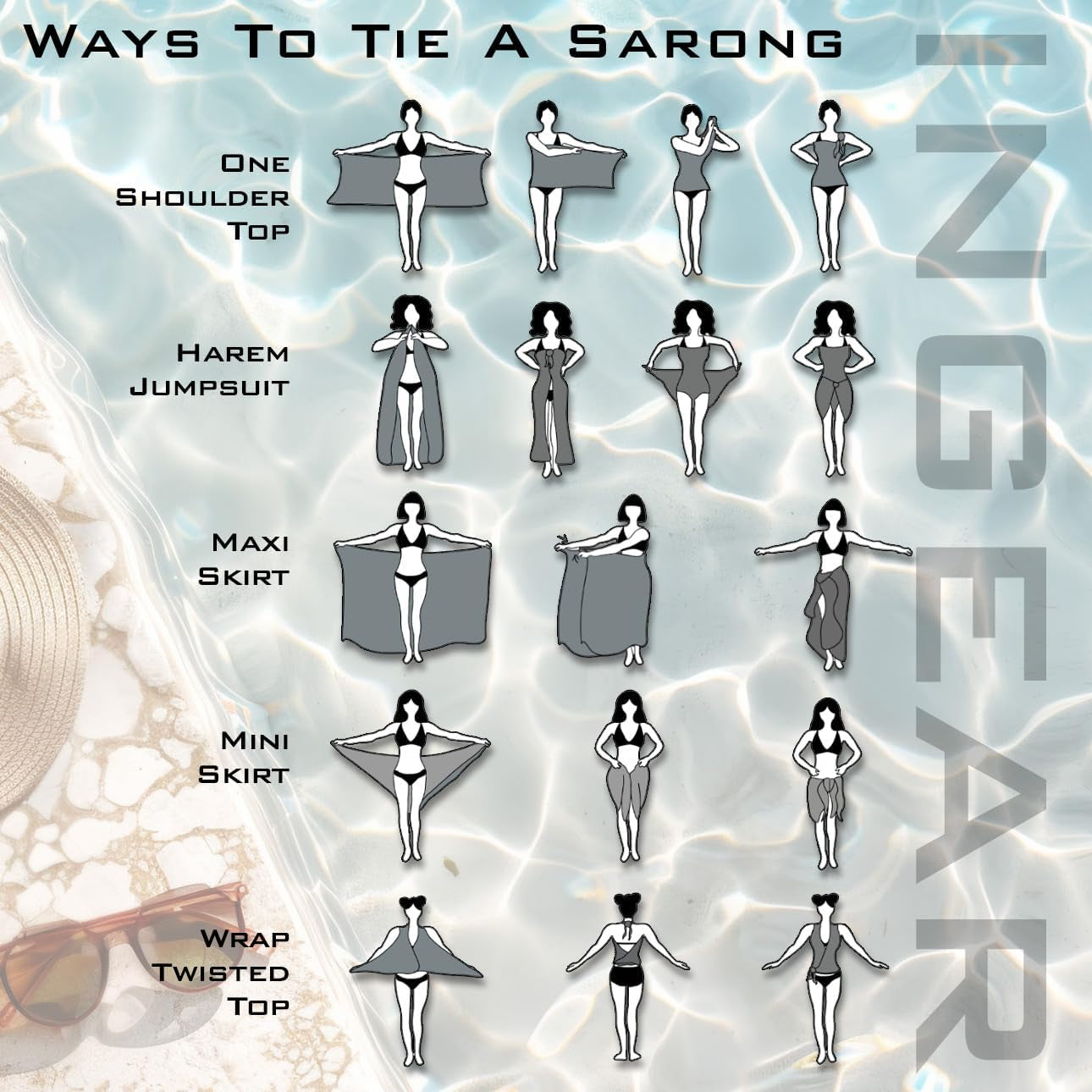 Sarong Bathing Suit Cover up for Women – Long Pareo Beach Wraps, Swimsuit Coverup Skirt, Stylish Bikini Cover Up