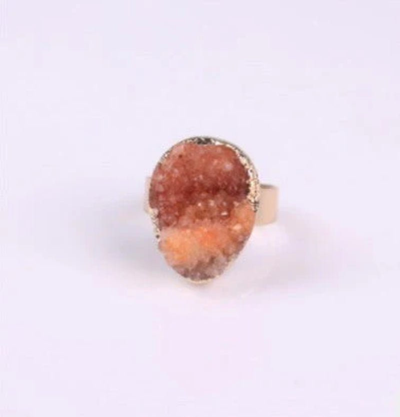 Natural Stone Agate Crystal Bud Women Rings Rose Vintage Rings