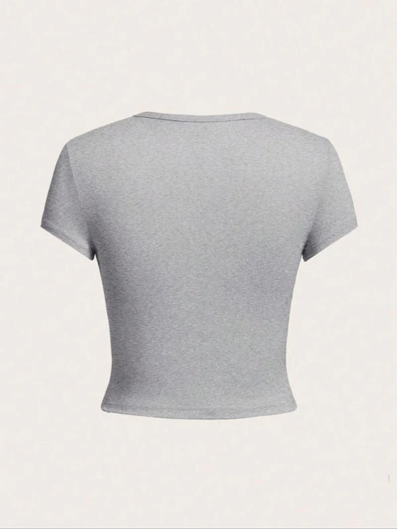 Women'S Letter Print round Neck Graphic Tee, Vintage Trendy Casual Soft Shortsleeve T-Shirt for Daily Wear, Graphic Tees, Lady Comfort Summer Outfit