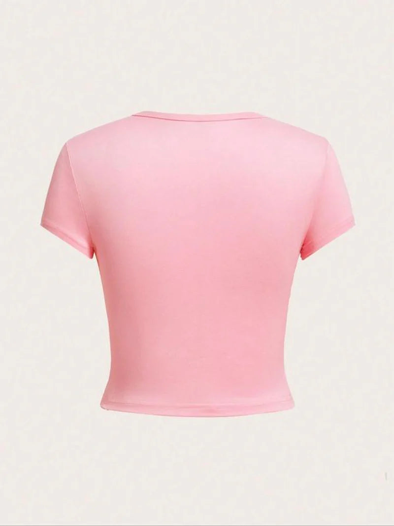 Women'S Letter Print round Neck Graphic Tee, Vintage Trendy Casual Soft Shortsleeve T-Shirt for Daily Wear, Graphic Tees, Lady Comfort Summer Outfit